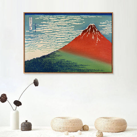 INVIN ART Framed Canvas Giclee Print Red Fuji (Mount Fuji in Clear Weather with a Southerly Breeze) by Katsushika Hokusai Wall Art Living Room Home Office Decorations