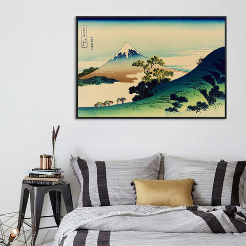 INVIN ART Framed Canvas Giclee Print Entitled Inume Pass in The Kai Province,Japan,with Mount Fuji in The Background by Katsushika Hokusai Wall Art Living Room Home Office Decorations