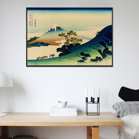 INVIN ART Framed Canvas Giclee Print Entitled Inume Pass in The Kai Province,Japan,with Mount Fuji in The Background by Katsushika Hokusai Wall Art Living Room Home Office Decorations