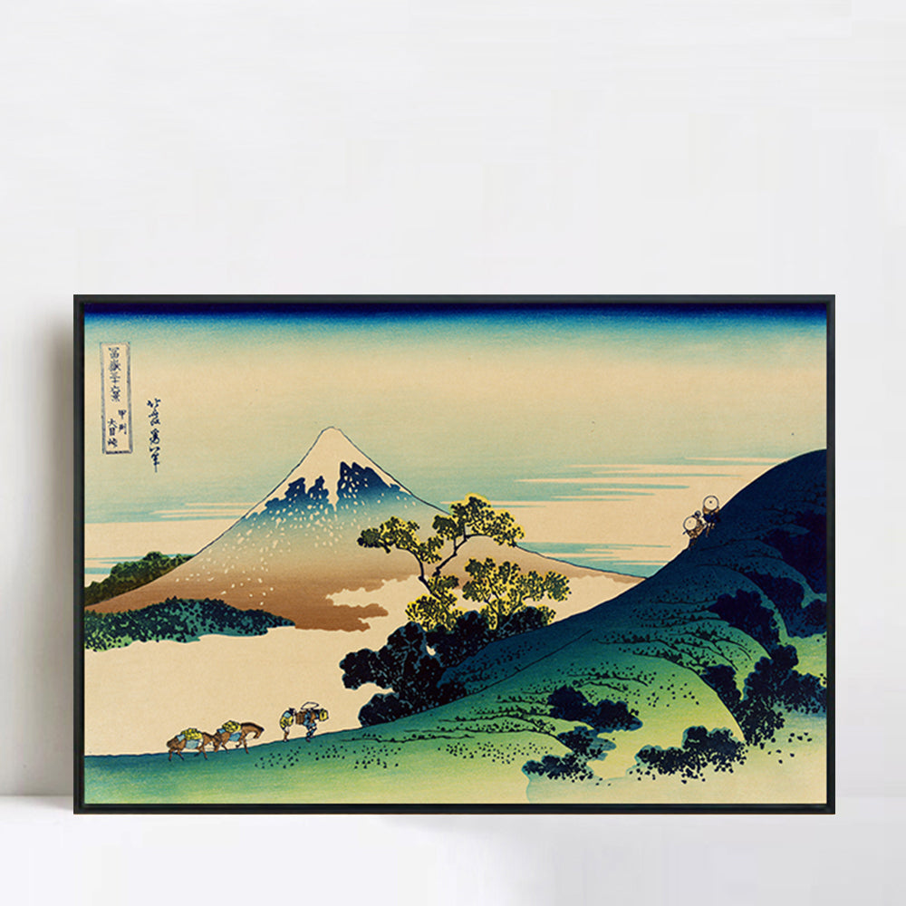INVIN ART Framed Canvas Giclee Print Entitled Inume Pass in The Kai Province,Japan,with Mount Fuji in The Background by Katsushika Hokusai Wall Art Living Room Home Office Decorations