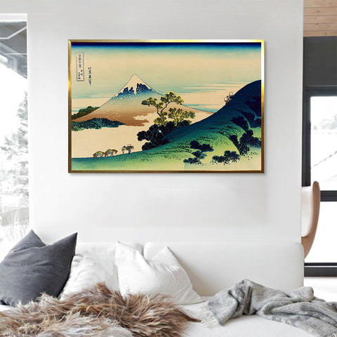 INVIN ART Framed Canvas Giclee Print Entitled Inume Pass in The Kai Province,Japan,with Mount Fuji in The Background by Katsushika Hokusai Wall Art Living Room Home Office Decorations