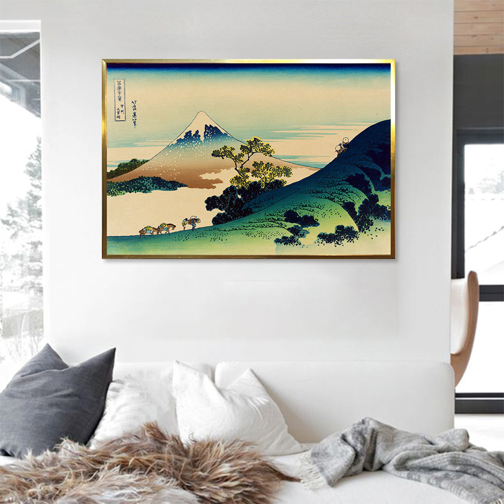 INVIN ART Framed Canvas Giclee Print Entitled Inume Pass in The Kai Province,Japan,with Mount Fuji in The Background by Katsushika Hokusai Wall Art Living Room Home Office Decorations