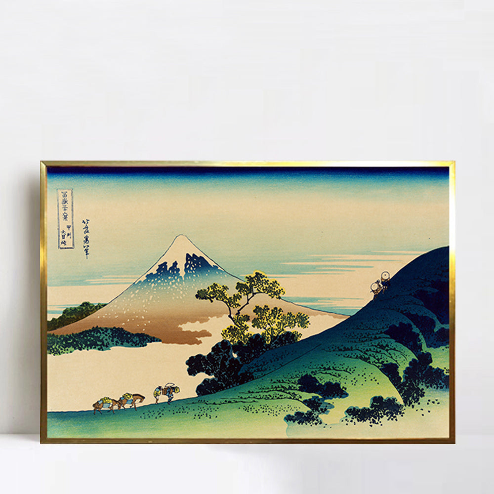 INVIN ART Framed Canvas Giclee Print Entitled Inume Pass in The Kai Province,Japan,with Mount Fuji in The Background by Katsushika Hokusai Wall Art Living Room Home Office Decorations