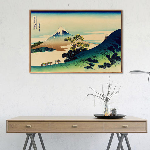 INVIN ART Framed Canvas Giclee Print Entitled Inume Pass in The Kai Province,Japan,with Mount Fuji in The Background by Katsushika Hokusai Wall Art Living Room Home Office Decorations