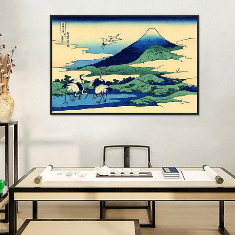 INVIN ART Framed Canvas Giclee Print Umegawa in Sagami province by Katsushika Hokusai Wall Art Living Room Home Office Decorations