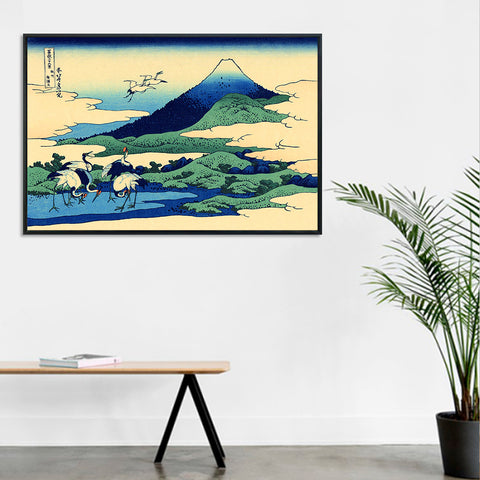 INVIN ART Framed Canvas Giclee Print Umegawa in Sagami province by Katsushika Hokusai Wall Art Living Room Home Office Decorations