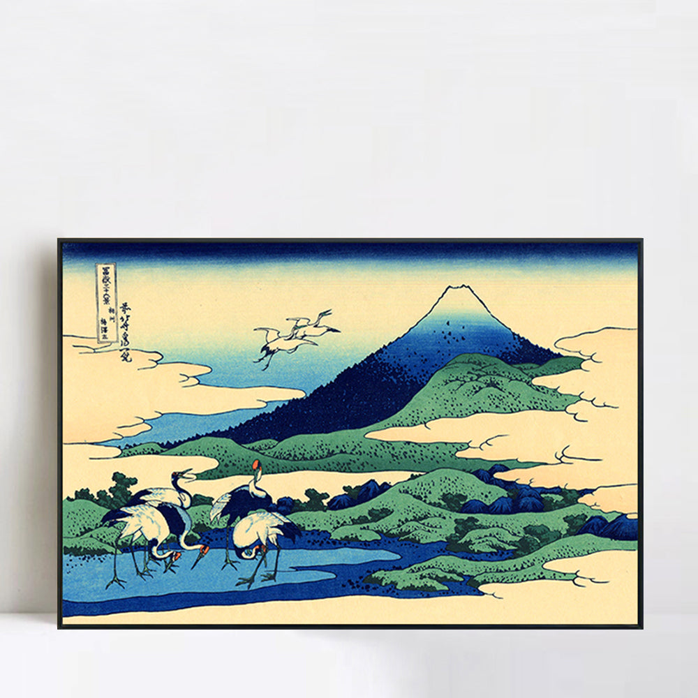 INVIN ART Framed Canvas Giclee Print Umegawa in Sagami province by Katsushika Hokusai Wall Art Living Room Home Office Decorations