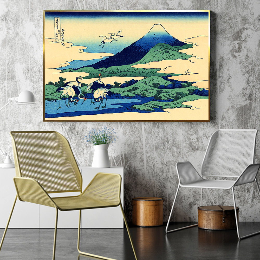 INVIN ART Framed Canvas Giclee Print Umegawa in Sagami province by Katsushika Hokusai Wall Art Living Room Home Office Decorations