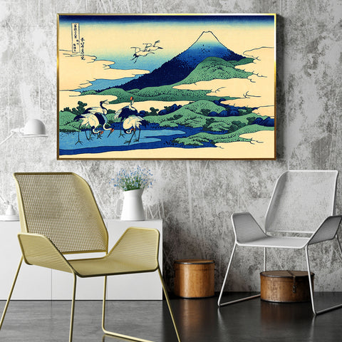 INVIN ART Framed Canvas Giclee Print Umegawa in Sagami province by Katsushika Hokusai Wall Art Living Room Home Office Decorations