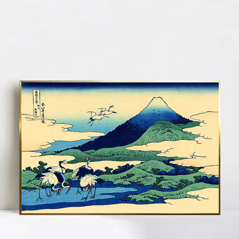 INVIN ART Framed Canvas Giclee Print Umegawa in Sagami province by Katsushika Hokusai Wall Art Living Room Home Office Decorations