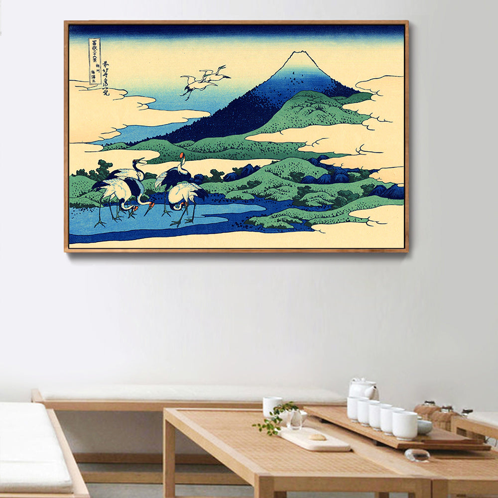 INVIN ART Framed Canvas Giclee Print Umegawa in Sagami province by Katsushika Hokusai Wall Art Living Room Home Office Decorations
