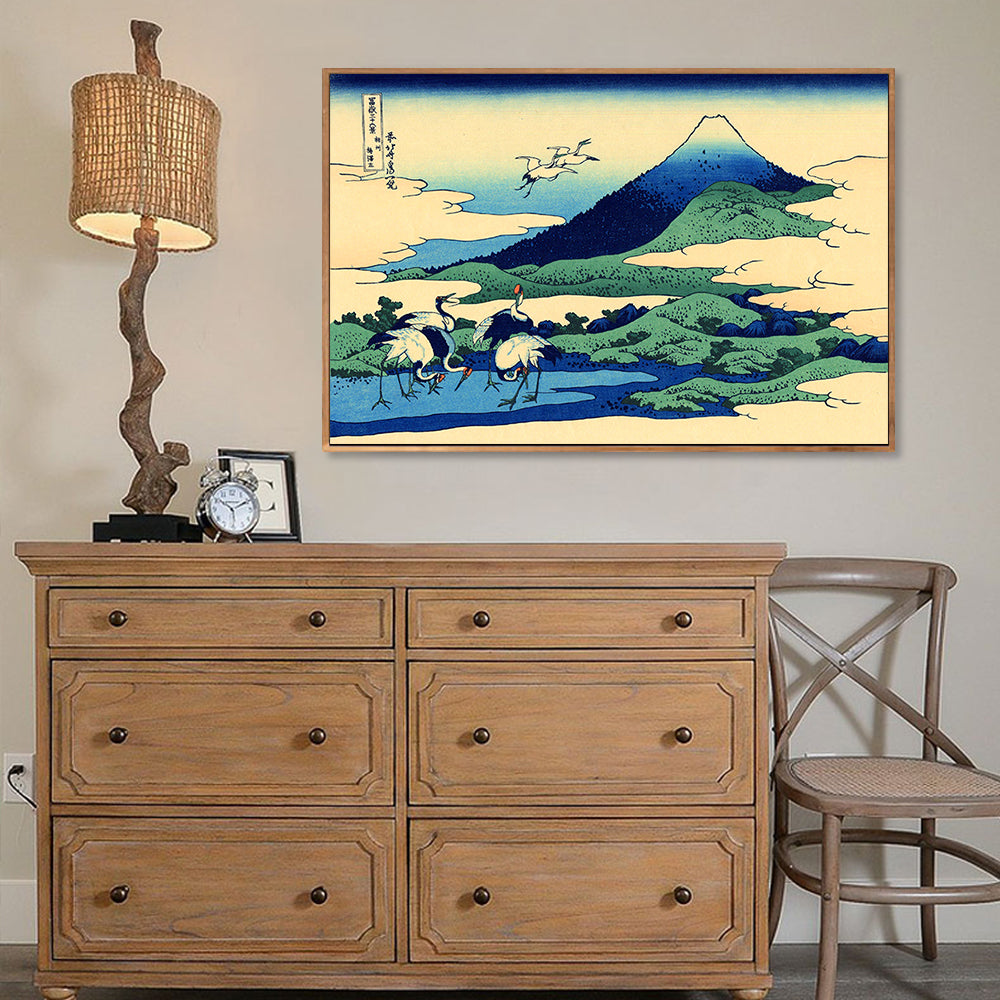 INVIN ART Framed Canvas Giclee Print Umegawa in Sagami province by Katsushika Hokusai Wall Art Living Room Home Office Decorations
