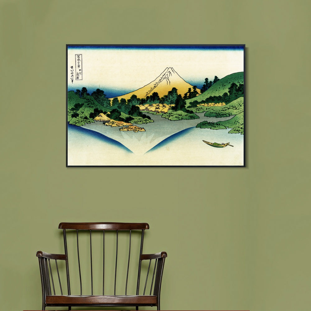 INVIN ART Framed Canvas Giclee Print Water Surface at Misaka by Katsushika Hokusai Wall Art Living Room Home Office Decorations