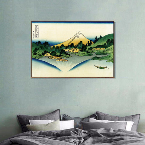 INVIN ART Framed Canvas Giclee Print Water Surface at Misaka by Katsushika Hokusai Wall Art Living Room Home Office Decorations