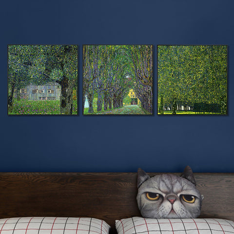 INVIN ART Combo Painting 3 Pieces Framed Canvas Giclee Print Art Series#15 by Gustav Klimt Wall Art Living Room Home Office Decorations
