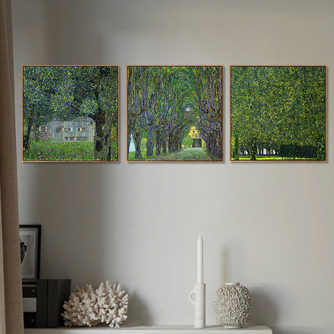 INVIN ART Combo Painting 3 Pieces Framed Canvas Giclee Print Art Series#15 by Gustav Klimt Wall Art Living Room Home Office Decorations