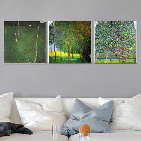INVIN ART Combo Painting 3 Pieces Framed Canvas Giclee Print Art Series#19 by Gustav Klimt Wall Art Living Room Home Office Decorations