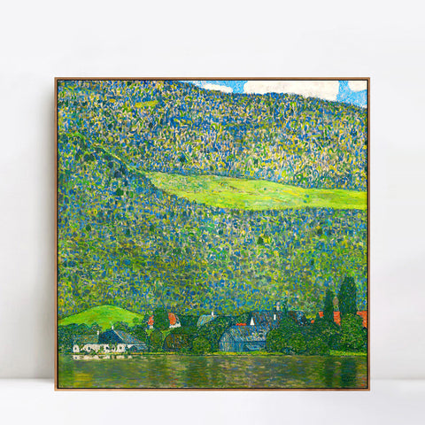 INVIN ART Framed Canvas Giclee Print Art Litzlberg on Lake Attersee,Austria.1915 by Gustav Klimt Wall Art Living Room Home Office Decorations