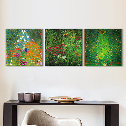 INVIN ART Combo Painting 3 Pieces Framed Canvas Giclee Print Art Series#24 by Gustav Klimt Wall Art Living Room Home Office Decorations