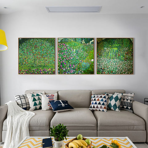 INVIN ART Combo Painting 3 Pieces Framed Canvas Giclee Print Art Series#23 by Gustav Klimt Wall Art Living Room Home Office Decorations