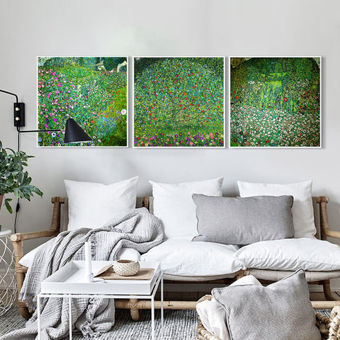 INVIN ART Combo Painting 3 Pieces Framed Canvas Giclee Print Art Series#23 by Gustav Klimt Wall Art Living Room Home Office Decorations