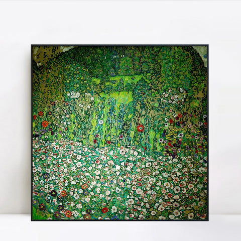 INVIN ART Framed Canvas Giclee Print Art Flowers by Gustav Klimt Wall Art Living Room Home Office Decorations