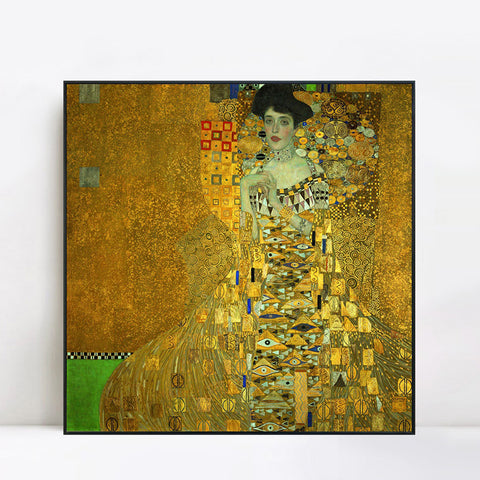 INVIN ART Framed Canvas Giclee Print Art Portrait of Adele Bloch Bauer I 1907 by Gustav Klimt Wall Art Living Room Home Office Decorations