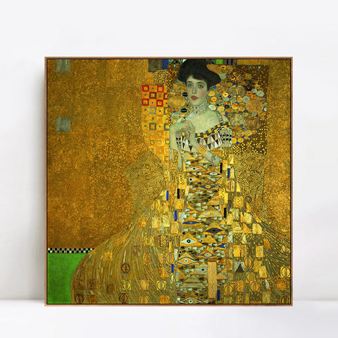 INVIN ART Framed Canvas Giclee Print Art Portrait of Adele Bloch Bauer I 1907 by Gustav Klimt Wall Art Living Room Home Office Decorations