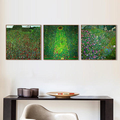 INVIN ART Combo Painting 3 Pieces Framed Canvas Giclee Print Art Series#10 by Gustav Klimt Wall Art Living Room Home Office Decorations