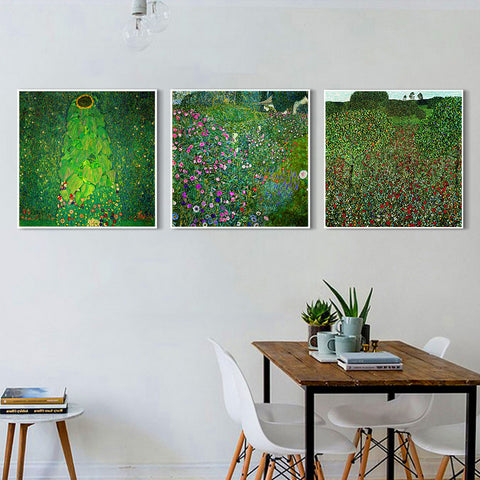 INVIN ART Combo Painting 3 Pieces Framed Canvas Giclee Print Art Series#10 by Gustav Klimt Wall Art Living Room Home Office Decorations