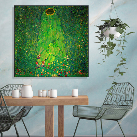 INVIN ART Framed Canvas Giclee Print Art The Sunflower by Gustav Klimt Wall Art Living Room Home Office Decorations