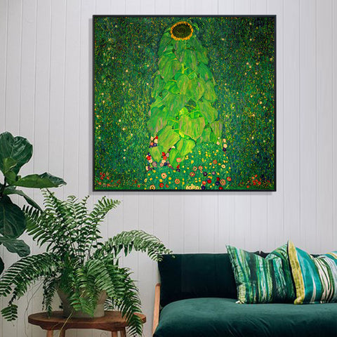 INVIN ART Framed Canvas Giclee Print Art The Sunflower by Gustav Klimt Wall Art Living Room Home Office Decorations