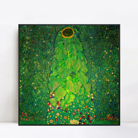 INVIN ART Framed Canvas Giclee Print Art The Sunflower by Gustav Klimt Wall Art Living Room Home Office Decorations