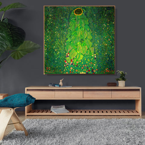 INVIN ART Framed Canvas Giclee Print Art The Sunflower by Gustav Klimt Wall Art Living Room Home Office Decorations