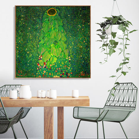 INVIN ART Framed Canvas Giclee Print Art The Sunflower by Gustav Klimt Wall Art Living Room Home Office Decorations