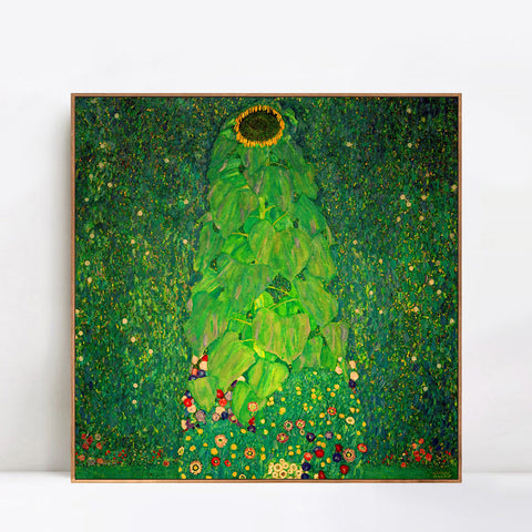 INVIN ART Framed Canvas Giclee Print Art The Sunflower by Gustav Klimt Wall Art Living Room Home Office Decorations