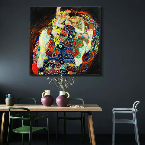 INVIN ART Framed Canvas Giclee Print Art Virgins by Gustav Klimt Wall Art Living Room Home Office Decorations
