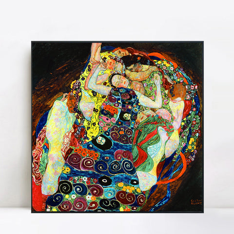 INVIN ART Framed Canvas Giclee Print Art Virgins by Gustav Klimt Wall Art Living Room Home Office Decorations