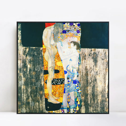 INVIN ART Framed Canvas Giclee Print Art Mother and Child by Gustav Klimt Wall Art Living Room Home Office Decorations
