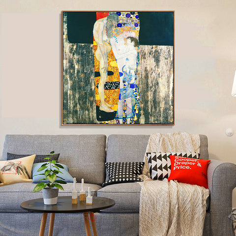 INVIN ART Framed Canvas Giclee Print Art Mother and Child by Gustav Klimt Wall Art Living Room Home Office Decorations