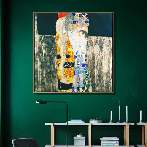 INVIN ART Framed Canvas Giclee Print Art Mother and Child by Gustav Klimt Wall Art Living Room Home Office Decorations