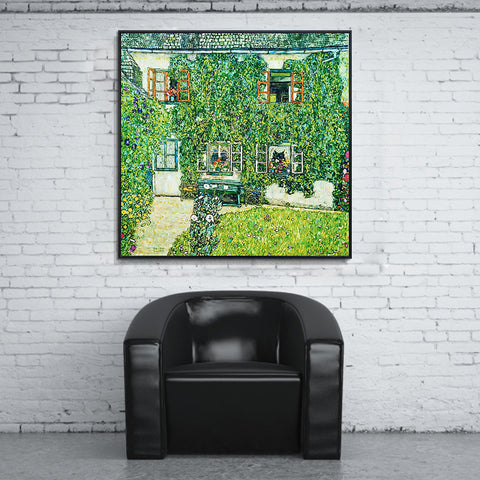 INVIN ART Framed Canvas Giclee Print Art The Schloss Kammer on the Attersee by Gustav Klimt Wall Art Living Room Home Office Decorations