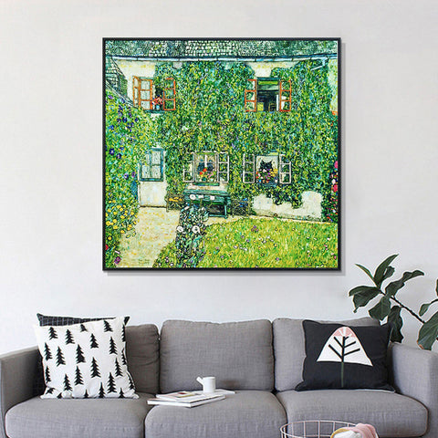 INVIN ART Framed Canvas Giclee Print Art The Schloss Kammer on the Attersee by Gustav Klimt Wall Art Living Room Home Office Decorations