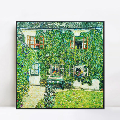 INVIN ART Framed Canvas Giclee Print Art The Schloss Kammer on the Attersee by Gustav Klimt Wall Art Living Room Home Office Decorations