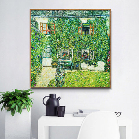 INVIN ART Framed Canvas Giclee Print Art The Schloss Kammer on the Attersee by Gustav Klimt Wall Art Living Room Home Office Decorations