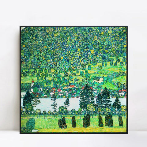 INVIN ART Framed Canvas Giclee Print Art Slope in a Forest on Atterse-Lake by Gustav Klimt Wall Art Living Room Home Office Decorations