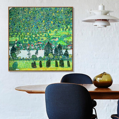 INVIN ART Framed Canvas Giclee Print Art Slope in a Forest on Atterse-Lake by Gustav Klimt Wall Art Living Room Home Office Decorations