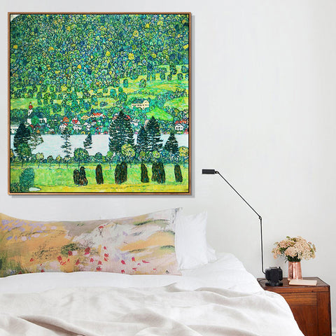 INVIN ART Framed Canvas Giclee Print Art Slope in a Forest on Atterse-Lake by Gustav Klimt Wall Art Living Room Home Office Decorations