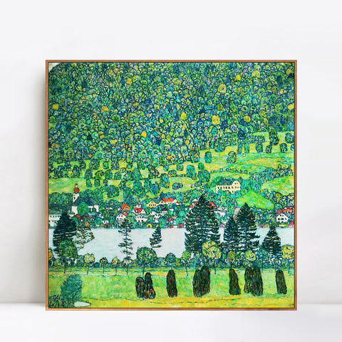 INVIN ART Framed Canvas Giclee Print Art Slope in a Forest on Atterse-Lake by Gustav Klimt Wall Art Living Room Home Office Decorations