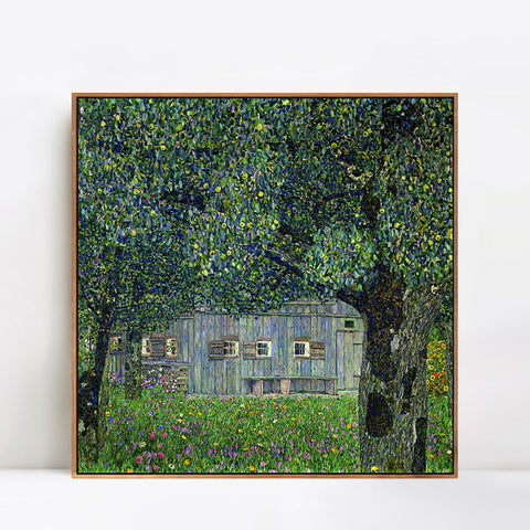 INVIN ART Framed Canvas Giclee Print Art Farm House by Gustav Klimt Wall Art Living Room Home Office Decorations